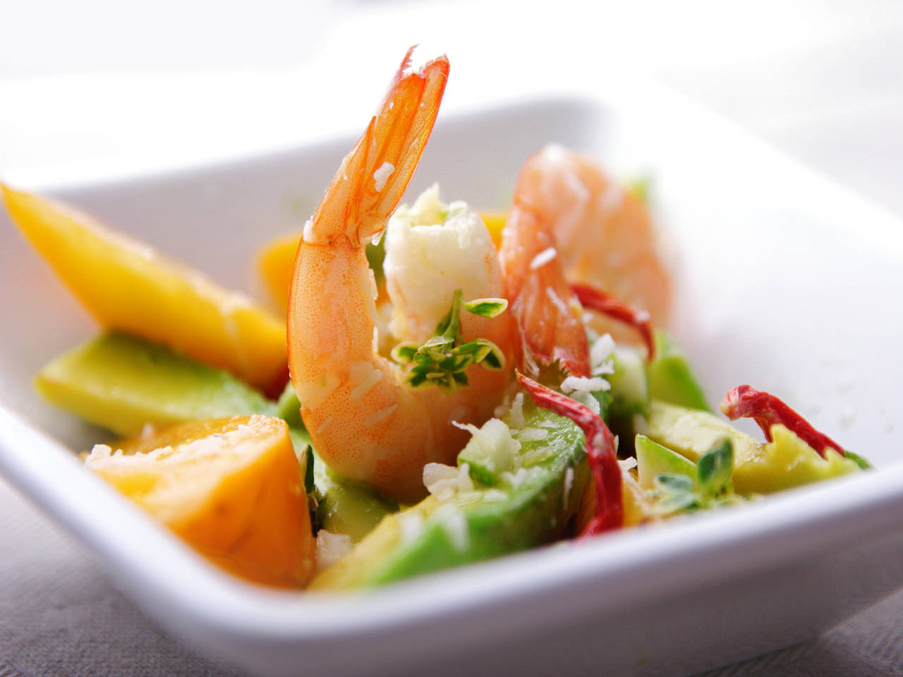 Bild Sehenswürdigkeit Foto Attraktion Fangfrische Shrimps mit einem Mangosalat